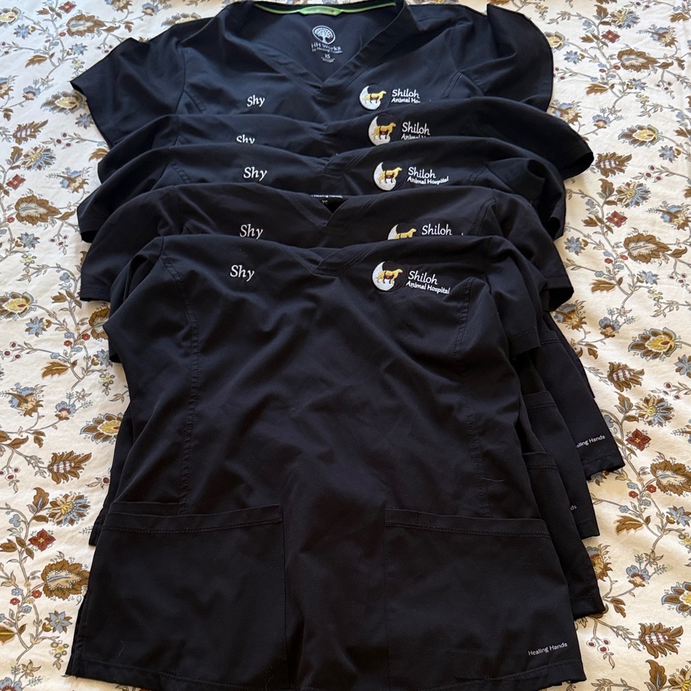 Five V-Neck Medical Scrub Tops (Bundle)- Healing Hands